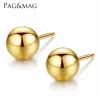 PAG&MAG 18K Real Fine Gold Jewellery Bead Stud Earrings For EMiddle East Dubai Arabic Women Accessories Earring