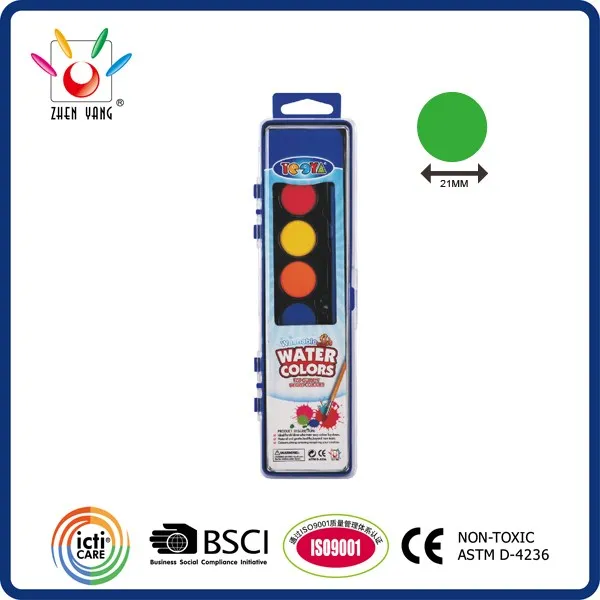8 Color 21mm Water Color Set In Shrink Wrapping With Cardboard Insert