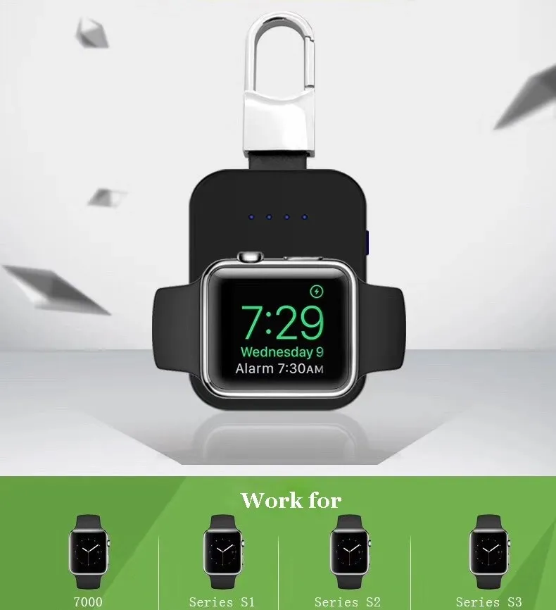 QI Wireless Charger Power Bank for Watch 1 2 3 4 Portable Mini External Battery Pack KeyChain for Apple Watch Wireless Charger - ANKUX.COM