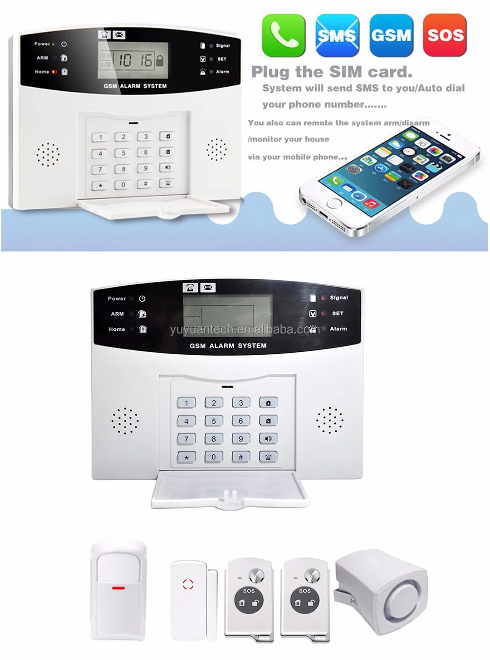 Diy Home Burglar Security Gsm Alarm System Wireless Gsm Alarm / Pir ...