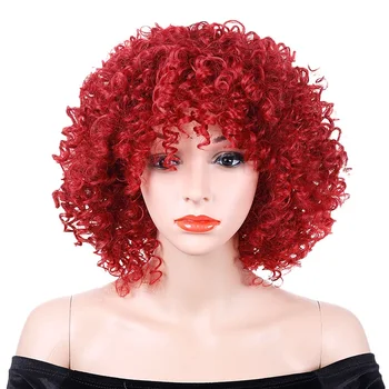 Leyuan Red Weave Color 2b Lace Front Wig Afro Kinky Human Hair For
