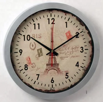 Old School Vintage Paris Tour Eiffel Tower Decorative Silvery Old School Vintage Paris Tour Eiffel Tower Decorative Silvery Plastic Wall Clock
