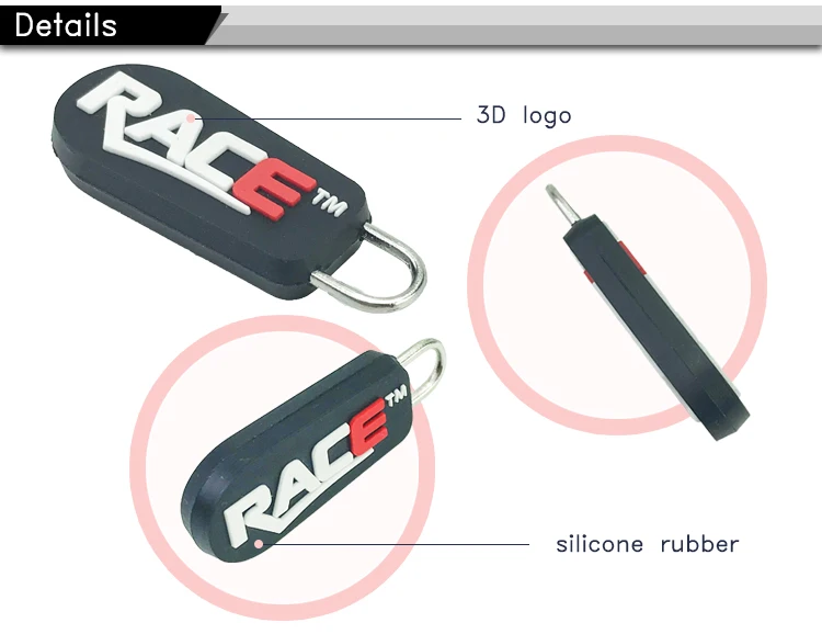 make your own Custom logo rubber PVC silicone zipper pulls