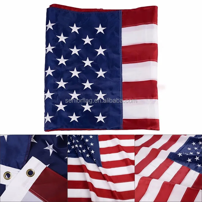 Cheap Custom 3x5 Ft 200d Oxford Nylon Usa American Embroidered National