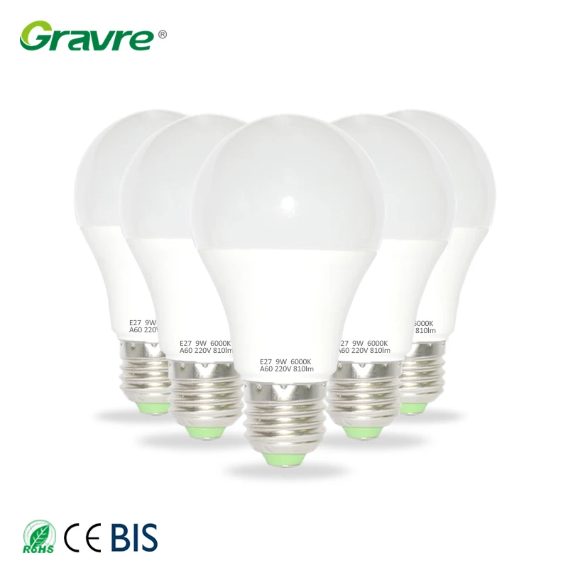CE rohs certificate edison bulb e14 e27 b22 screw holder a60 7w 9w 12w led lamp bulb