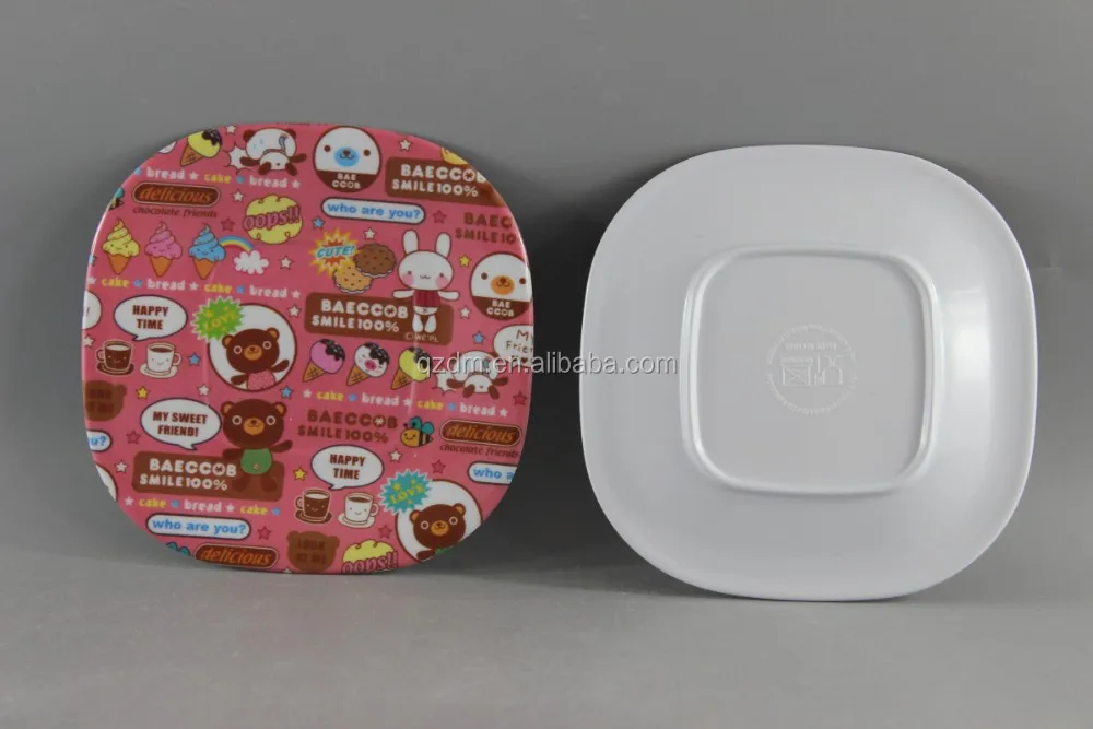 Square Shape Melamine Kids Dinner Plate