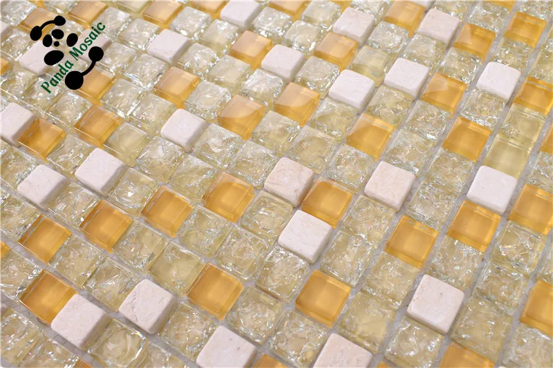 Sms03 gele en witte kleur kristal mozaïek glasmozaïek wandtegels ...