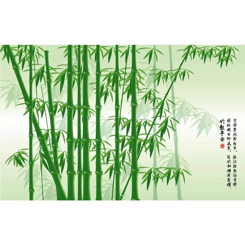 Hijau Bambu Wallpaper Dekoratif Plastik Vinyl Wallpaper Dinding