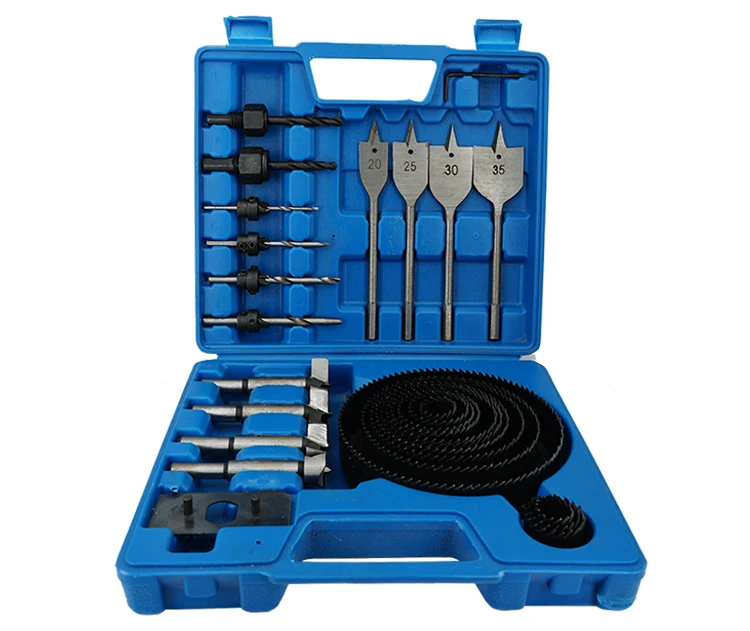 31Pcs Combination Wood drill Bit and Hole Saw Set in Plastic Box