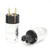 One Pair Audio Grade Gold Plated EU Power Plug HiFi European Russia Austria Denmark AC male and female Connectors For DIY Cable