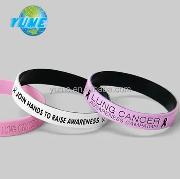 Custom Debossed Lung Cancer Awareness Silicone Wristbands Bracelet Custom Debossed Lung Cancer Awareness Silicone Wristbands Bracelet Factory Directly