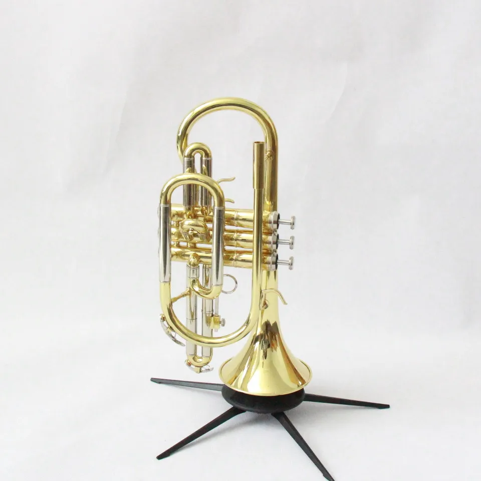 
Professional Bb tone SS valves Brass body Gold Lacquered Cornet 