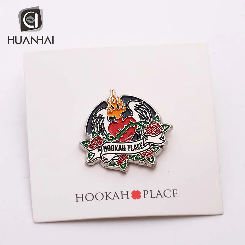 wholesale enamel color fashion hookan place red brooch flower lapel pin man