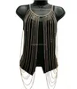 Goldtone with Clear Iced Out Vest Style with Stones Body Chain