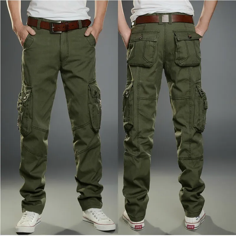 2018 Top Fashion Multi Pocket Solid Mens Cargo Pants High