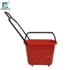 Plastic Portable 35kg Handy Supermarket Rolling Shopping Vented Mesh Trolley Cart