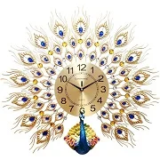 Retro Vintage Classic 3D Decorative Silent Analog Acrylic Peacock Wall Clock