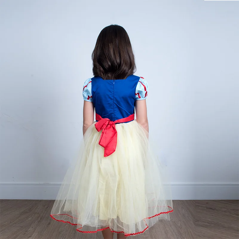 2021 Summer New Snow White Dress Children's Net Yarn Birthday Western Puff Skirt