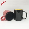 Sample free 11 oz Handle Printing matte black ceramic coffee cup
