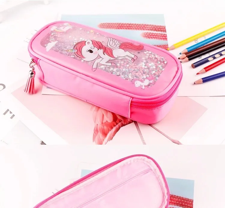 Topsthink New Cute Girl Pencil Case Student Stationery Quicksand ...