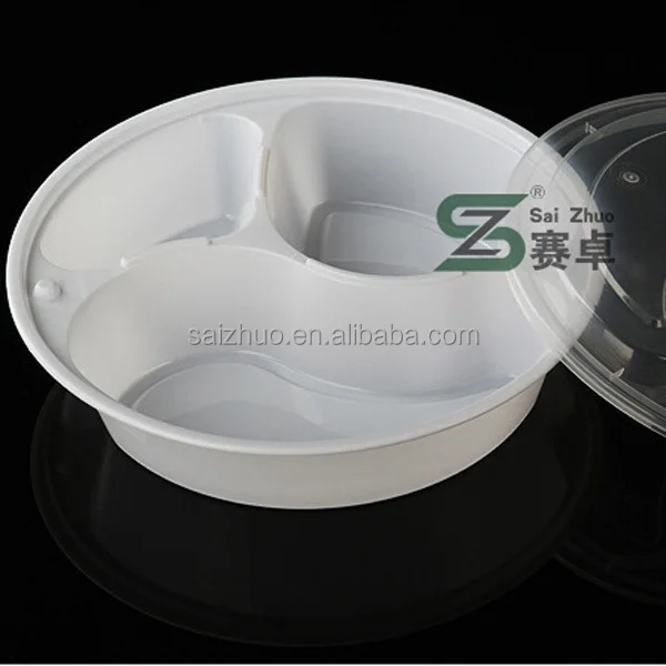 round 3 divided plastic food container disposable microwave safe