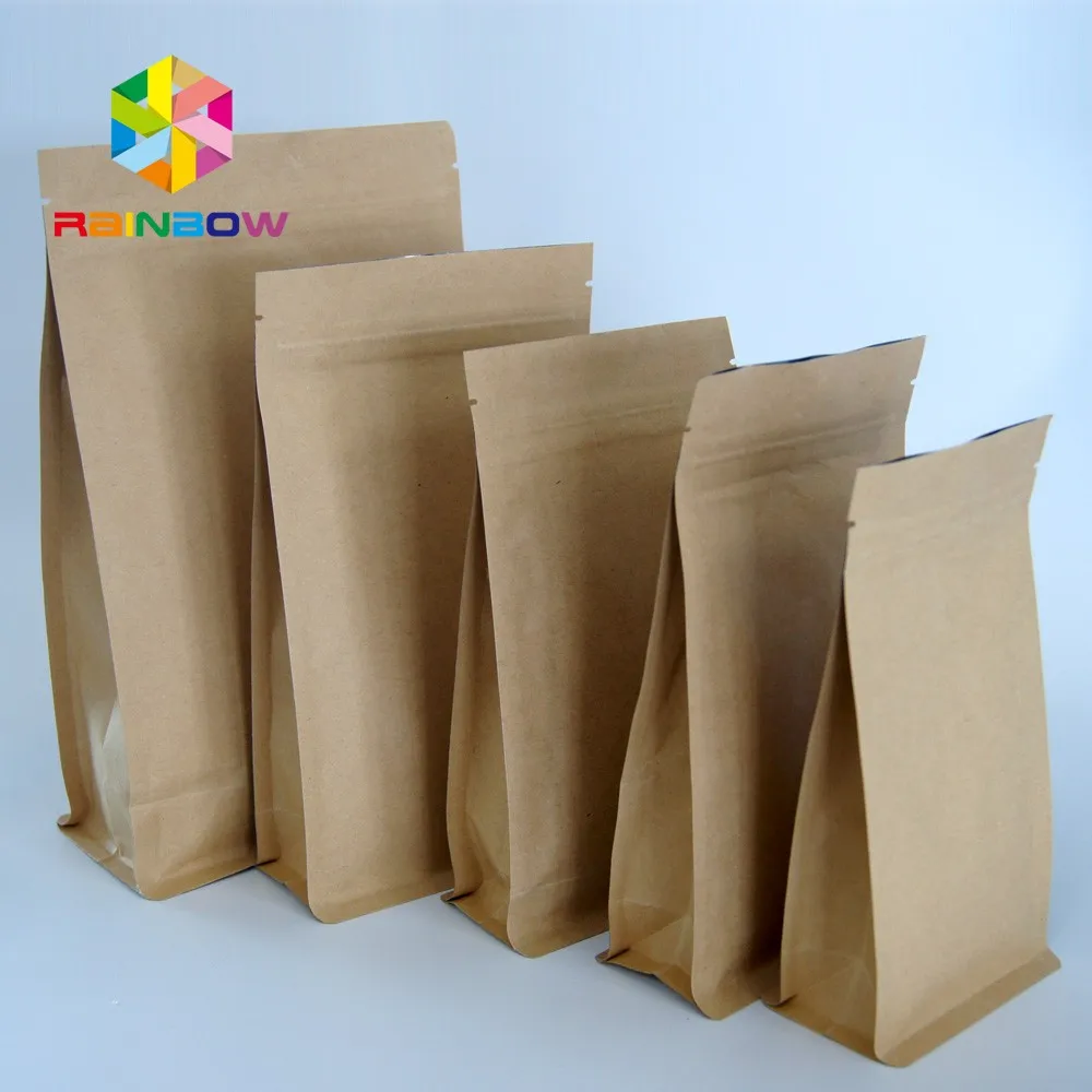 Brown Kraft Paper Bags Aluminum Foil Lined Kraft Paper Coffee Bags With