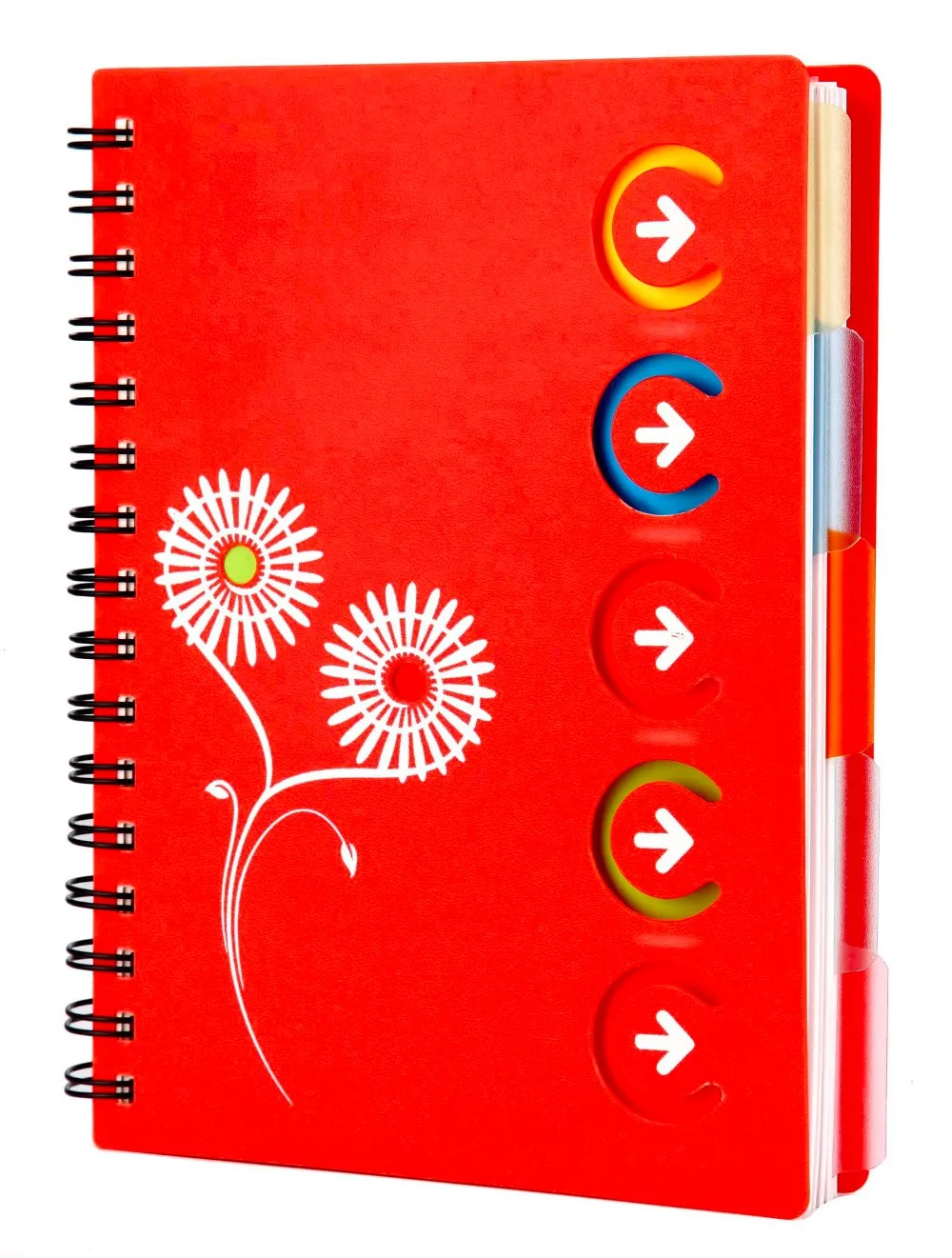 5 Subjects A4 Plastic Cover Notebook With Colored Index Tab Divider