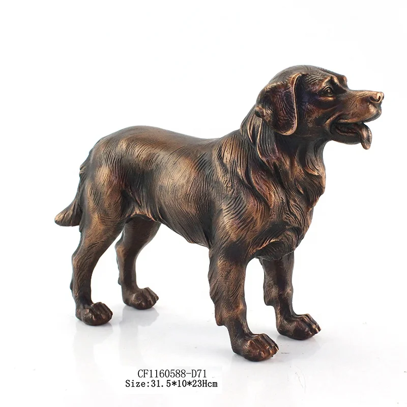 Resin animal bronze sculpture golden retriever dog statue home decor manufacture