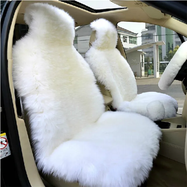 Real Genuine Australian White Car Sheepskin Seat Covers Front Universal Fit