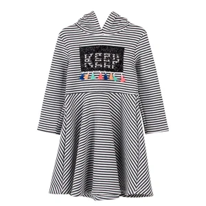 New arrival fashion stripes kids clothing frock with beaded and tassels designs New arrival fashion stripes kids clothing frock with beaded and tassels designs
