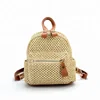 Fashion Backpack Small Straw Backpack With Leather Strap Travel Beach Mini Lady Backpack