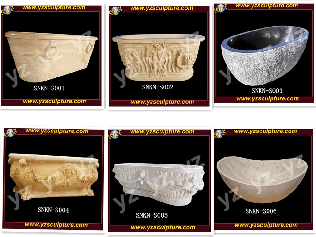 Bathroom Bathtubs Stone Freestanding Marble Carved Natural Home Black