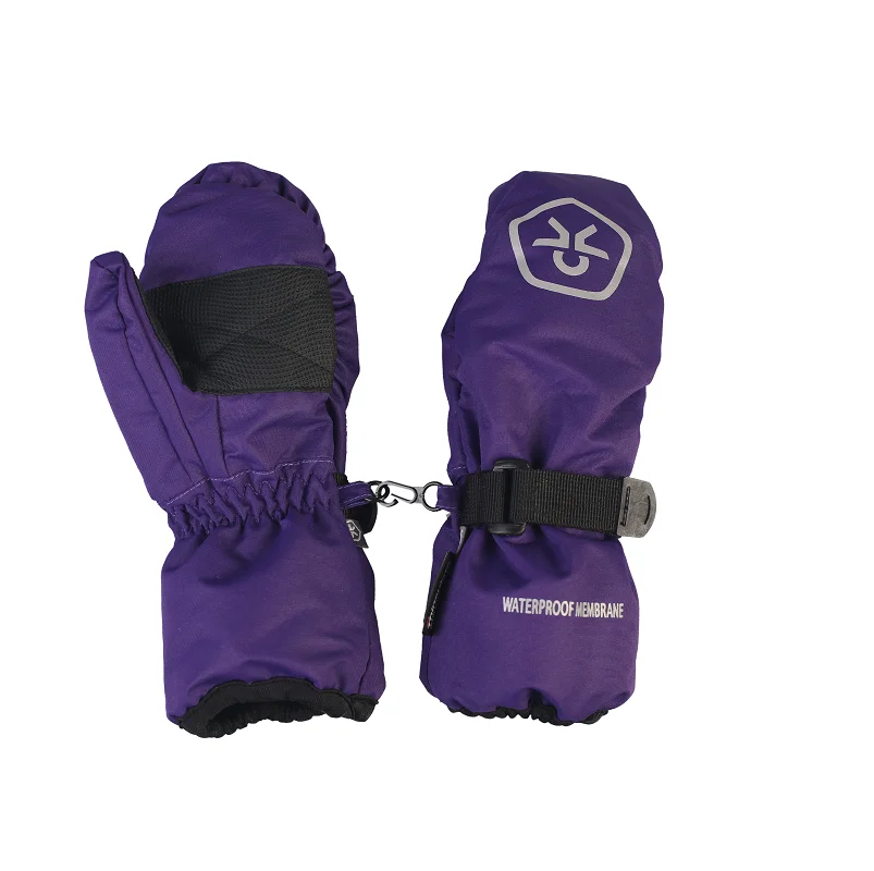 purple ski mittens