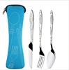 HS01 Luxury Cutlery Set Camping Fork Spoon Knife Bag Travel Dinnerware Set Portable Tableware Stainless Steel Dinnerware