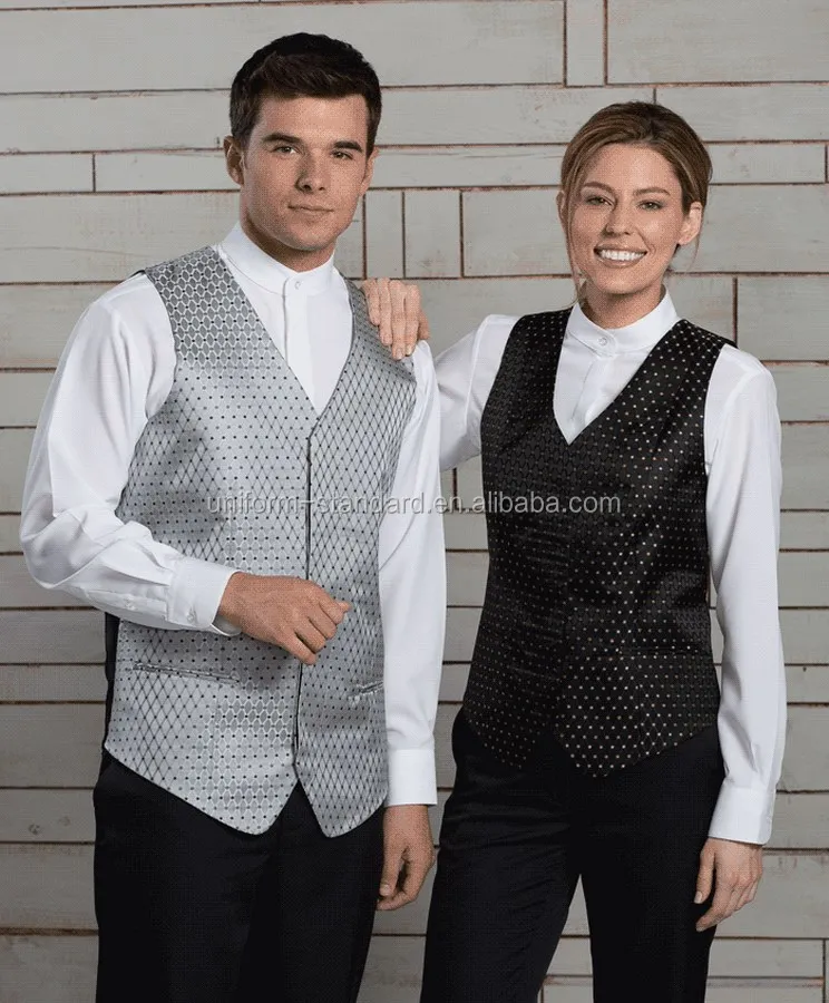 100 Polyester Vneckline Hotel Uniform Single Breasted Food And