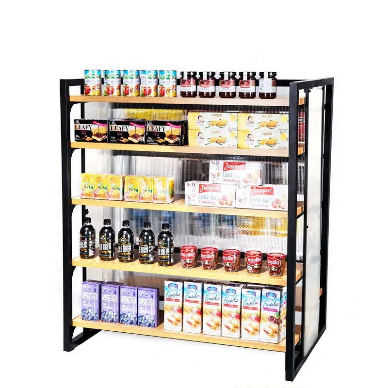 Wood Cosmetic Display Showcase Modern Beauty Supply Store Shelf Metal