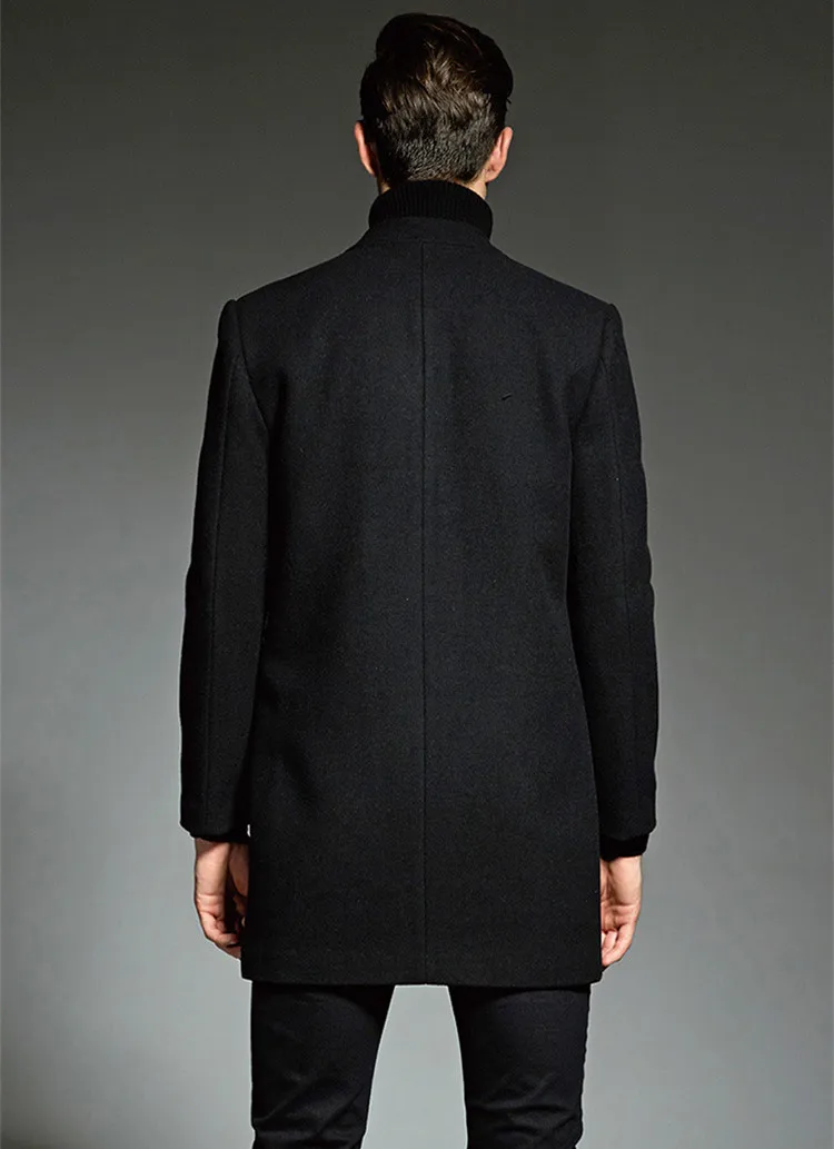 New Winter High Quality Wool Coat Slim Fit Woolen Blend Jacket Coats ...