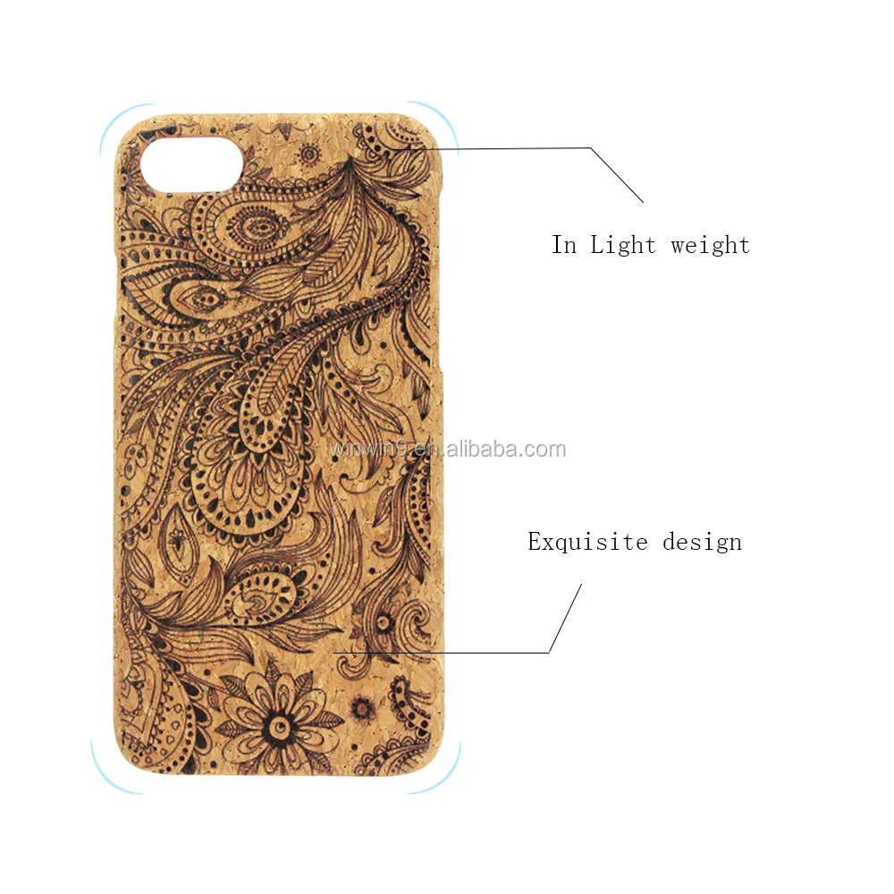 Eco-friendly Wood Cork Mobile Phone Accessories for iPhone X for iPhone 7 Unique Printing Wooden Phone Case for Apple