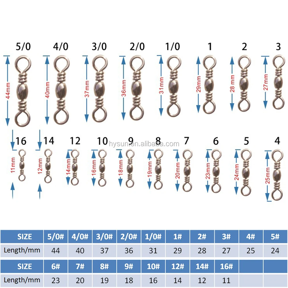 Barrel Swivel Size Chart Actual Size