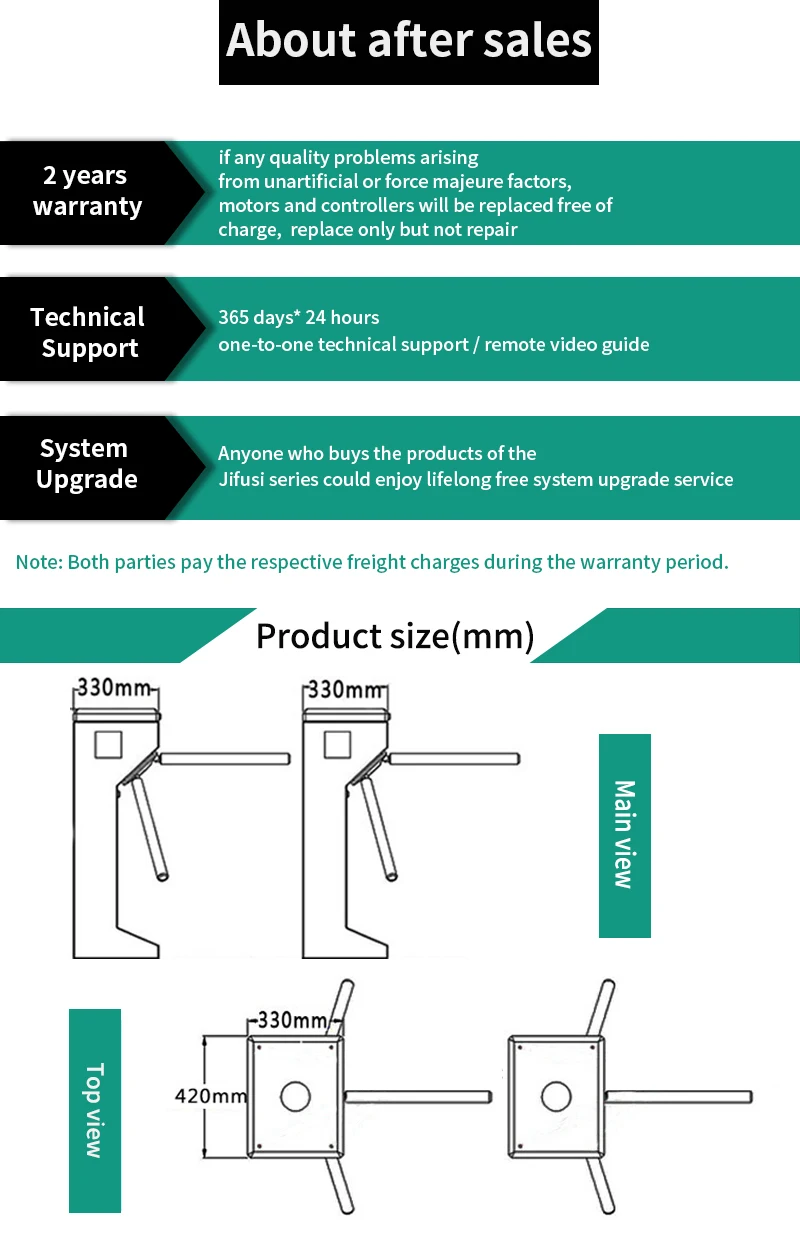 Good performance biometric identification automatic tripod turnstile with RFID card reader