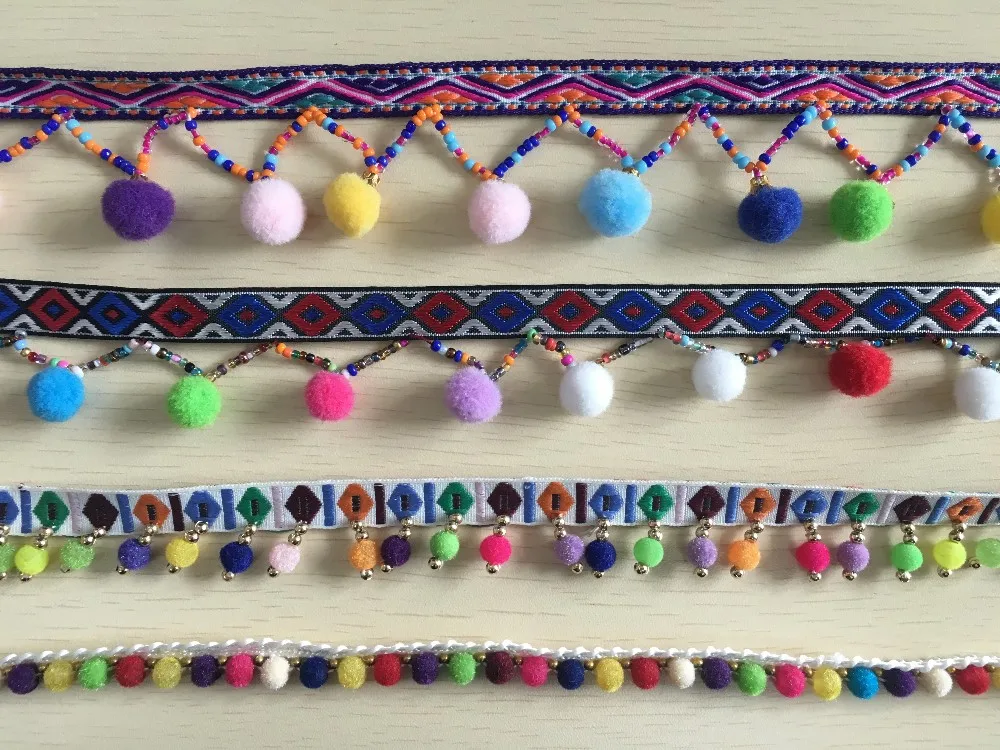 China 2019colorful Tape Sewing With Fringe/tassel Yards Wholesale Pom Pom Trim Buy Wholesale