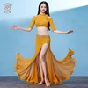 FZW061+FZW060 off shoulder crop top fish tail skirt belly dance costumes shiny mesh for dance