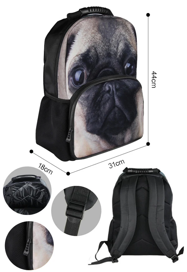 2014 Chaude nouveaux produits polyester enfants chien sac d'école, jeans épaule sac d'école o d'école pour fille