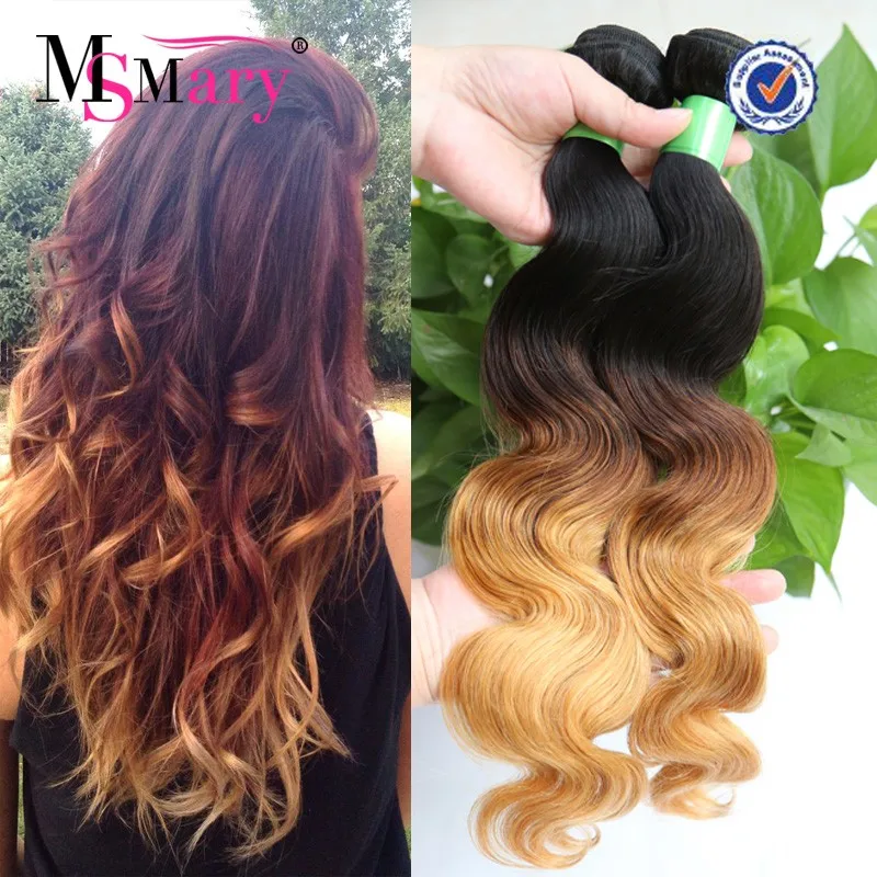 Wholesale Cheap 1b4 27 Three Tone Ombre Brazilian Hair Weave Wet