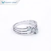 tianyu gems jewelry wholesale 925 silver white gold plated three moissanite stone engagement ring