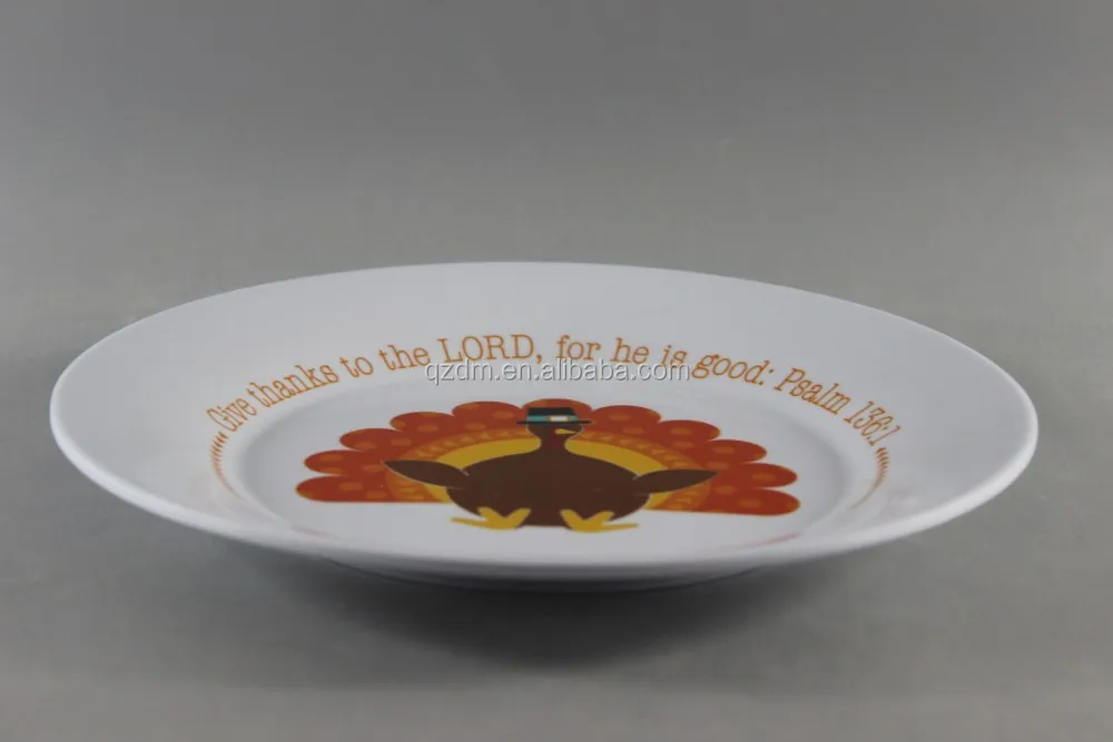 Turkey Printing Melamine Round Dish And Plate For Holiday