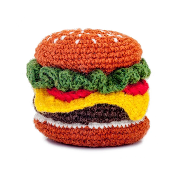 hamburger plush dog toy