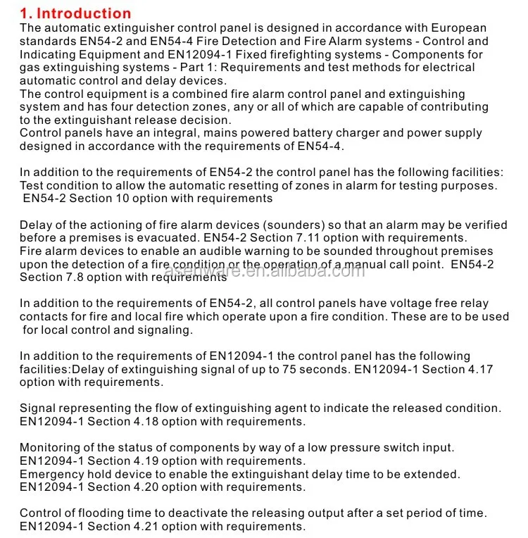 AW-GEC2159 Automatic fire extinguisher control panel