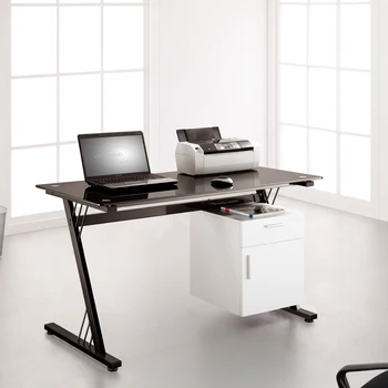 Long Office Tempered Glass Computer Table View Office Furniture