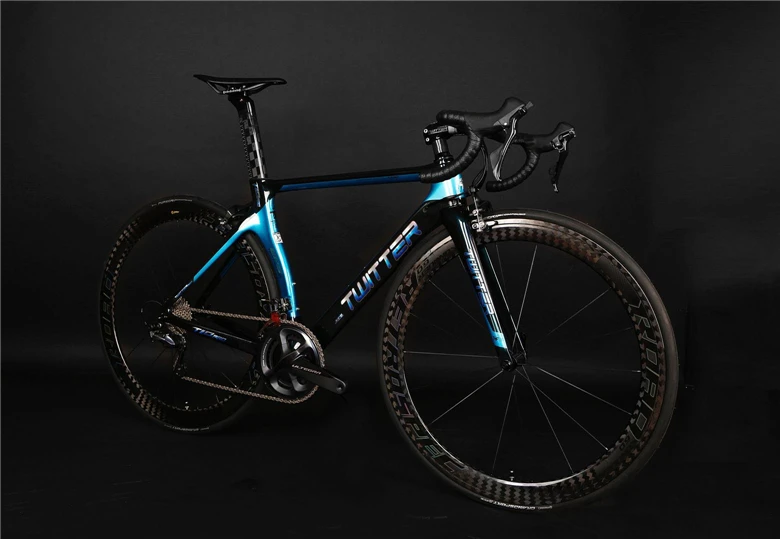 700C Full Carbon Road Bicycle 11s frameset Wheelset Fork V brake Blue Bike 56cm 